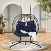 Double Patio Swing Egg Chair With Stand,Wicker Hanging Basket Chair With UV Resistant Cushions,Hammock Chair -Maison Boucle - 2 of 4