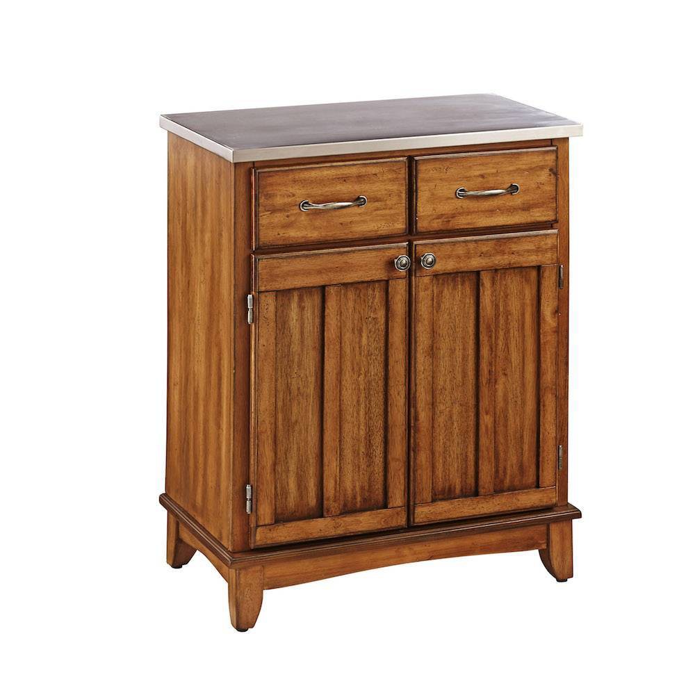 Photos - Storage Сabinet Sideboard Buffet Servers with Stainless Top Oak Brown - Home Styles: Kitch