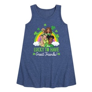 - Barbie - Lucky To Have Great Friends Graphic Sleeveless Aline Dress - 1 of 4