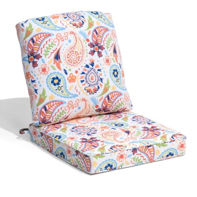 Patio Chair Cushions Waterproof for Outdoor Furniture with Removable Cover Deep Seat & Back Cushion Cashew flower