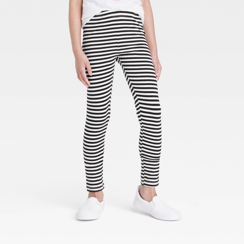 Girls' Striped Leggings - Cat & Jack™ Black L : Target