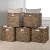 happimess Bryce Classic Farmhouse Handwoven Hyacinth Collapsible Storage Cube Baskets with Handles - 2 of 4