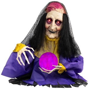 Northlight Lighted and Animated Fortune Teller Halloween Decoration - 20" - Multicolor Lights - 1 of 4