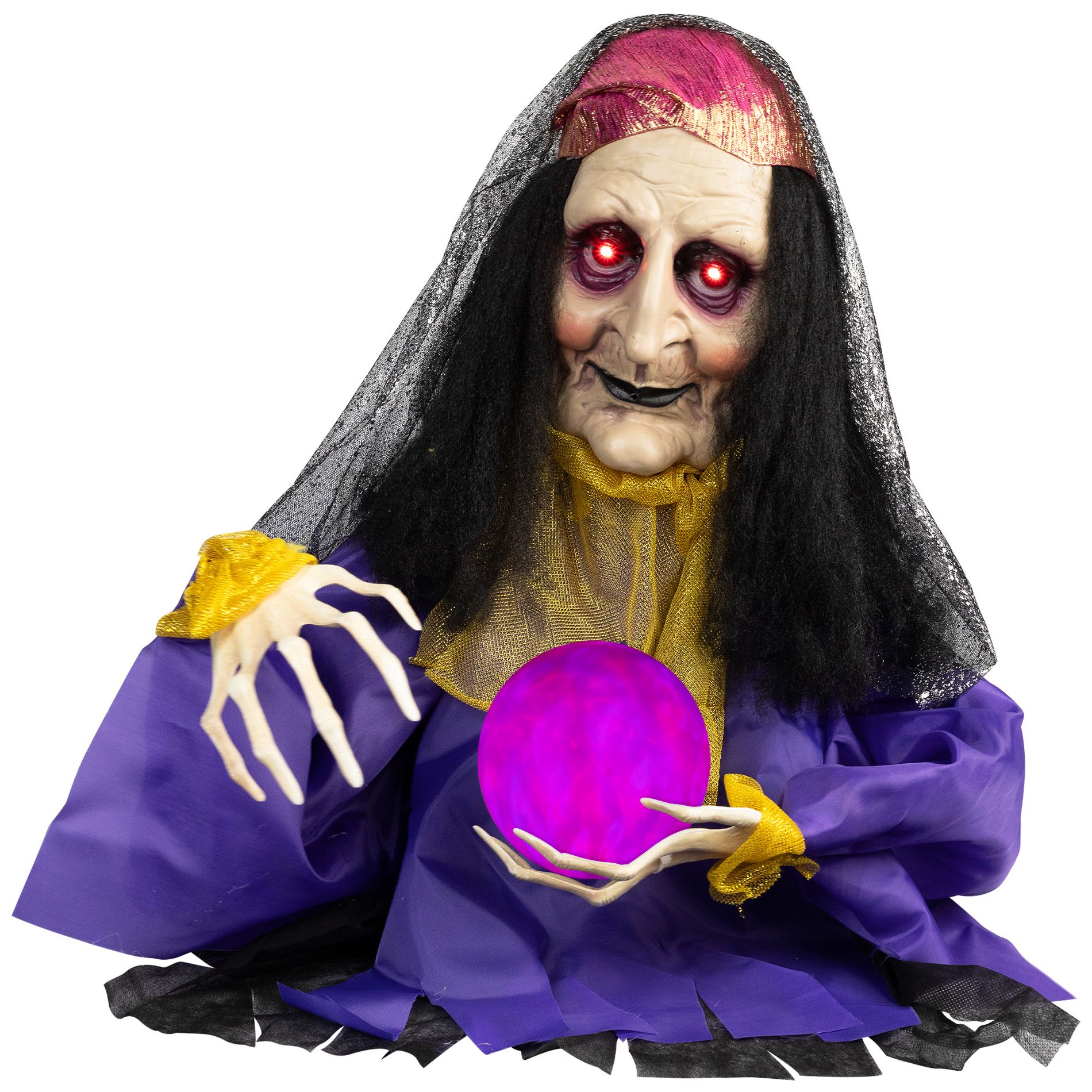 Northlight Lighted and Animated Fortune Teller Halloween Decoration - 20" - Multicolor Lights