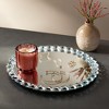 Okuna Outpost Crystal Bead Mirrored Tray for Perfume, Vanity Organizer Serving Platter, Round, 12 in - 2 of 4