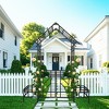 Lirago Black Metal Garden Arch-Galvanized Iron Trellis Rose Arch Outdoor Garden Decor with Gate Design 16.92"Dx97.24"Hx80.7"W - 2 of 4