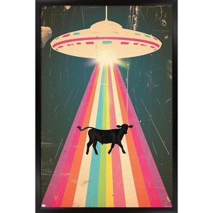 Trends International Ray Heere - UFO Cow Abduction 8 Framed Wall Poster Prints - 1 of 4