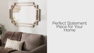 Minuette 40"x27" Natural Mango Wood Geometric Wall Mirror