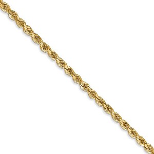 Black Bow Jewelry 2.75mm 14k Yellow Gold, Solid Diamond Cut Rope Chain Necklace - 1 of 4