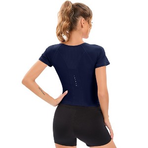 Workout Crop Tops for Women Slim-Fit Athletic Long Sleeve/Short Sleeve Tee Gym Running Yoga Casual Tight Shirts XS-XL - 1 of 4