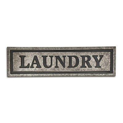 HomeRoots 10" X 36" Gray Laundry Galvanized Metal Wall Decor