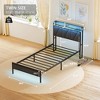 Twin Size Metal Smart Bed Frames with Upholstered Headboard, LED Lights, USB Ports and Outlets, Storage Shelves & Underbed - 3 of 4