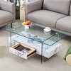 KIGFTSOD Modern Two-Tier Coffee Table - An Elegant Combination of Clear Glass Top, Side Table, Display Stand - 3 of 4