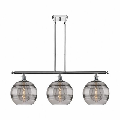 Rochester - 3 Light Stem Hung Island In Industrial Style-12.13 Inches Tall and 36.5 Inches Wide