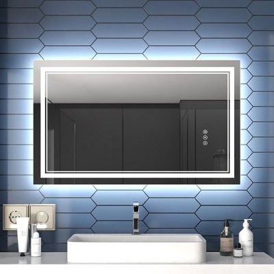 Exbrite Front And Back-lit Dimmable Led Anti-fog Bathroom Mirror, Linea ...