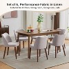 Set of 4/6 Modern Dining Chairs, Linen Upholstered, Wood Legs - 4 of 4