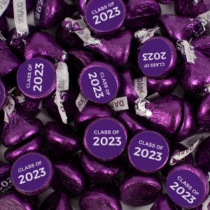 100 Pcs Purple Graduation Candy Hershey's Kisses Milk Chocolate (1lb, Approx. 100 Pcs)  - By Just Candy - 1 of 1