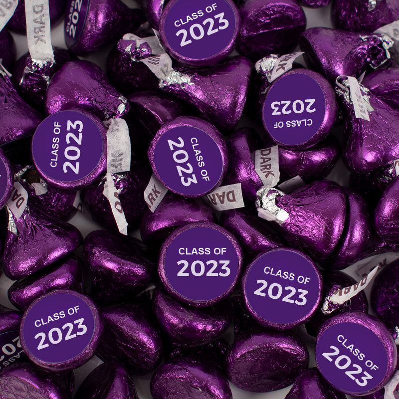 324ct Purple Graduation Stickers Class of 2023 for Hershey's Kisses or Lifesavers Mints (3 Sheets - 324 Stickers) Party Favors - By Just Candy, 1 of 3