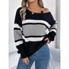 Asymmetric Pullover Sweater Strap Color Block Off Shouder Sweater Cable Knit Winter Tops Long Sleeve One Shoulder Sweaters Fall Fashion Outfits - 4 of 4