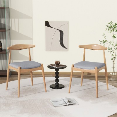 Mid-Century Modern Dining Chair Set of 2 with Cushioned Seat & Rubberwood Frame for Dining Room-Baofuwish