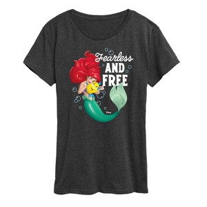 Women's - Disney Princess - Ariel And Flounder Fearless And Free Short Sleeve Graphic T-Shirt - 1 of 4