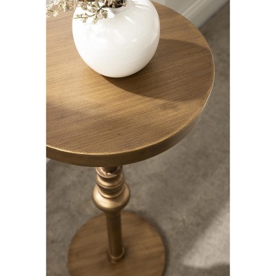 Gold Round Metal Pedestal Accent Table