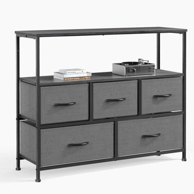 NicBex Dresser for Bedroom,Chest of Drawers with Fabric Bins and Black Metal Handles Design,Fabric Storage Dressers for Bedroom