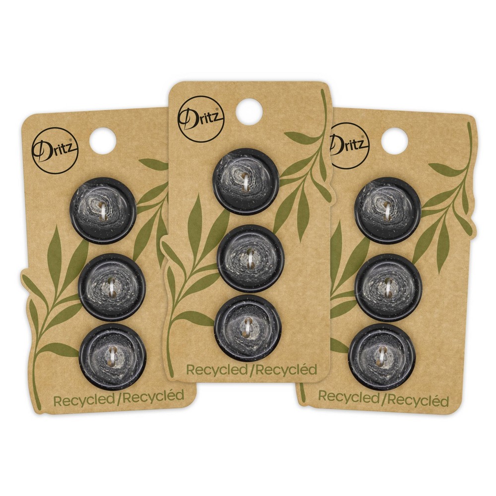 Dritz 20mm Recycled Hemp Round Buttons Black: Sewing Fasteners, Plastic, 9 Pieces, Art & Stationery Supplies