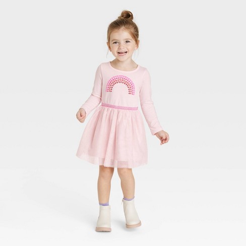 Toddler Girls' Heart Rainbow Tulle Dress - Cat & Jack™ Pink  - image 1 of 3