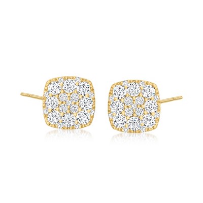 Ross-Simons 0.50 ct. t.w. Diamond Square Cluster Earrings in 14kt Yellow Gold