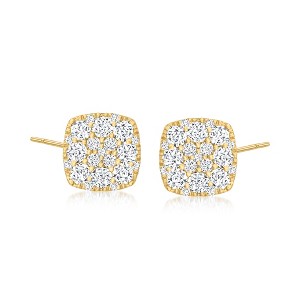 Ross-Simons 0.50 ct. t.w. Diamond Square Cluster Earrings in 14kt Yellow Gold - 1 of 4