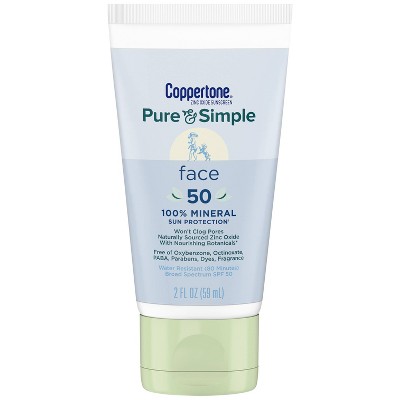 Coppertone Pure and Simple Botanicals Faces Sunscreen Lotion- SPF 50 - 2oz
