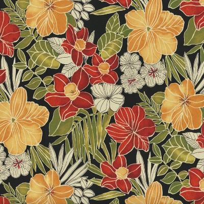 Set of 2 Black Floral Outdoor Throw Pillows