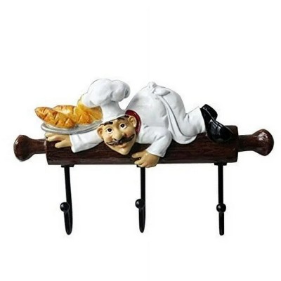LunaLulinlk Cute Home Kitchen Restaurant Bakery Decorative Chef with Bread figurine Wall Hooks Oven aWall Mount Rack Hook Hanger