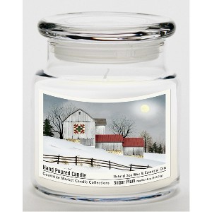 Courtside Market Quilted Barn Sugar Plum 18oz Soy Wax Candle Glass Jar & Lid - 1 of 3