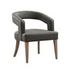 Kumasinova 26" PU Leather/Velvet Modern Accent Chair,Barrel Chair with Open Back,Dining Chair with Weather-Resistant Wood Legs,Living Room Furniture - 2 of 4