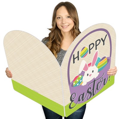 Big Dot of Happiness Hippity Hoppity - Happy Easter Giant Greeting Card - Big Shaped Jumborific Card