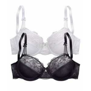 Women's 2 Pk Floral Detail Underwire Bras - LASCANA - 1 of 4