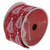 Northlight Pack of 12 Cranberry Red and White Trees Wired Christmas Craft Ribbon 2.5 x 120 Yards - 4 of 4
