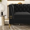 Velvet Chesterfield Sofa - 3-Seat Tufted Couch with Gold Metal Legs & Turn-Out Armrests, Removable Spring Cushions - 3 of 4