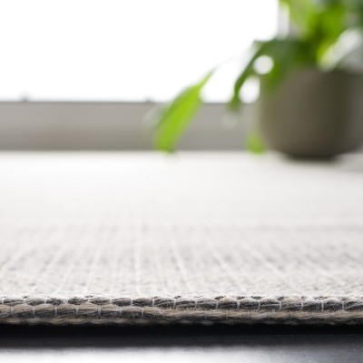 Ivory and Dark Grey Rectangular Flat Woven Synthetic Rug, 5' x 7'