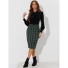 INSPIRE CHIC Women's Elastic High Waist Knee Length Plaid Pencil Skirt with Side Zipper - image 3 of 4