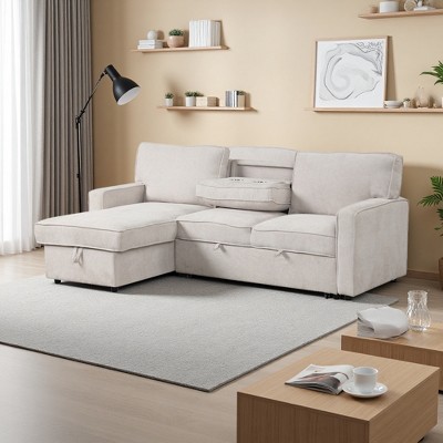 89" L-Shaped Sectional Sleeper Sofa with Storage & USB