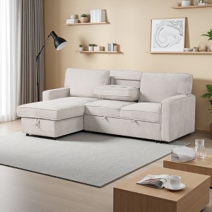 89" L-Shaped Sectional Sleeper Sofa with Storage & USB - 1 of 4