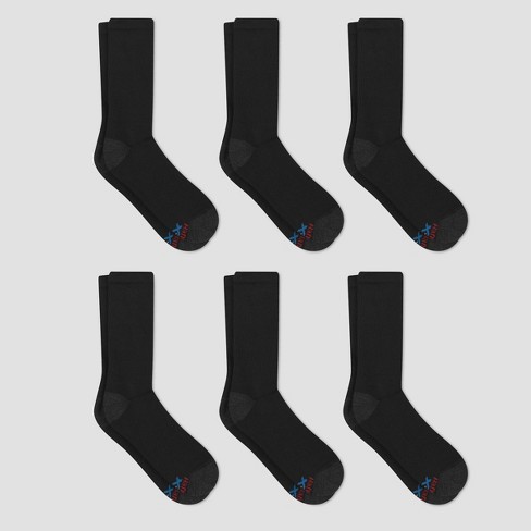 Hanes Boys' X-Temp Crew Socks, Black, 6 Pack, Size Medium