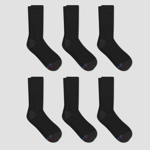 Hanes Premium Men's X-temp Breathable Crew Socks 6pk - Black : Target