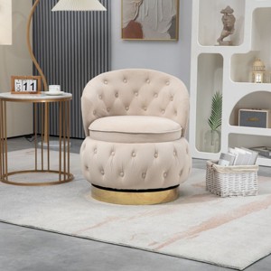 360 Degree Swivel Armchair Cuddle Chairs With Wide Upholstered,Barrel Armchair With Storage,Fluffy Velvet Fabric Chair-Cuddlewood - 1 of 4