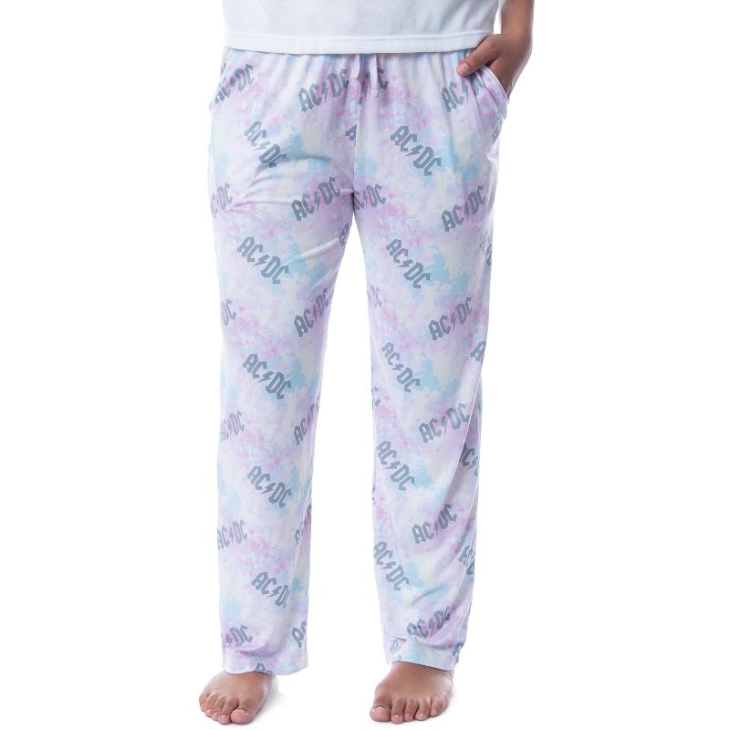 AC/DC Womens' All Over Logo Pastel Tie Dye Pajama Pants Loungewear Sleep Multi, 1 of 5