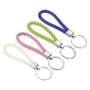 Unique Bargains PU Leather Circle Decoration Keychain for Bags Wallet 4 Pcs - 1 of 3