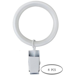 1 1-2 inch Curtain Drapery Rings with Clips, Nylon Inserts Quiet & Smooth - 7 Finishes - 1 of 4